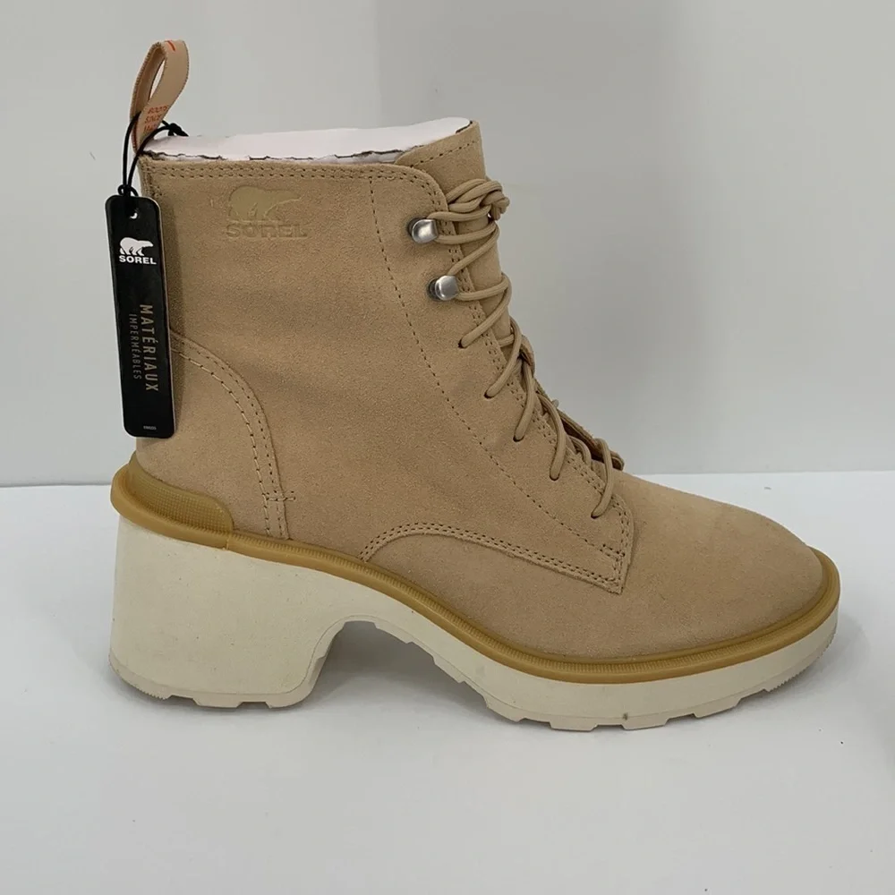 Sorel Hi-line lug boots suede leather waterproof chunky platform shoe tan new 10